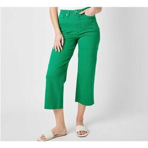 Judy Blue Women's Size 1/25 High Waist Kelly Green Dyed Cropped Wide Leg Jeans